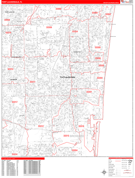 Fort Lauderdale, FL Zip Code Map